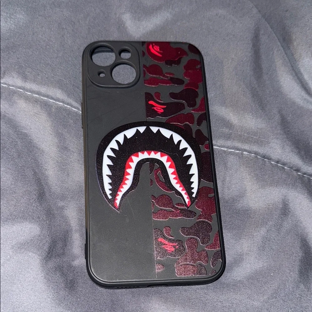 Shark Design Black and Red Phone Case